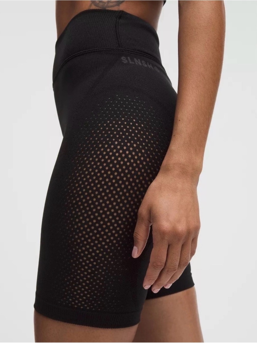 Lululemon Black Women’s High-Rise reveal knit SLSHN collab Bike Shorts - Picture 3 of 9
